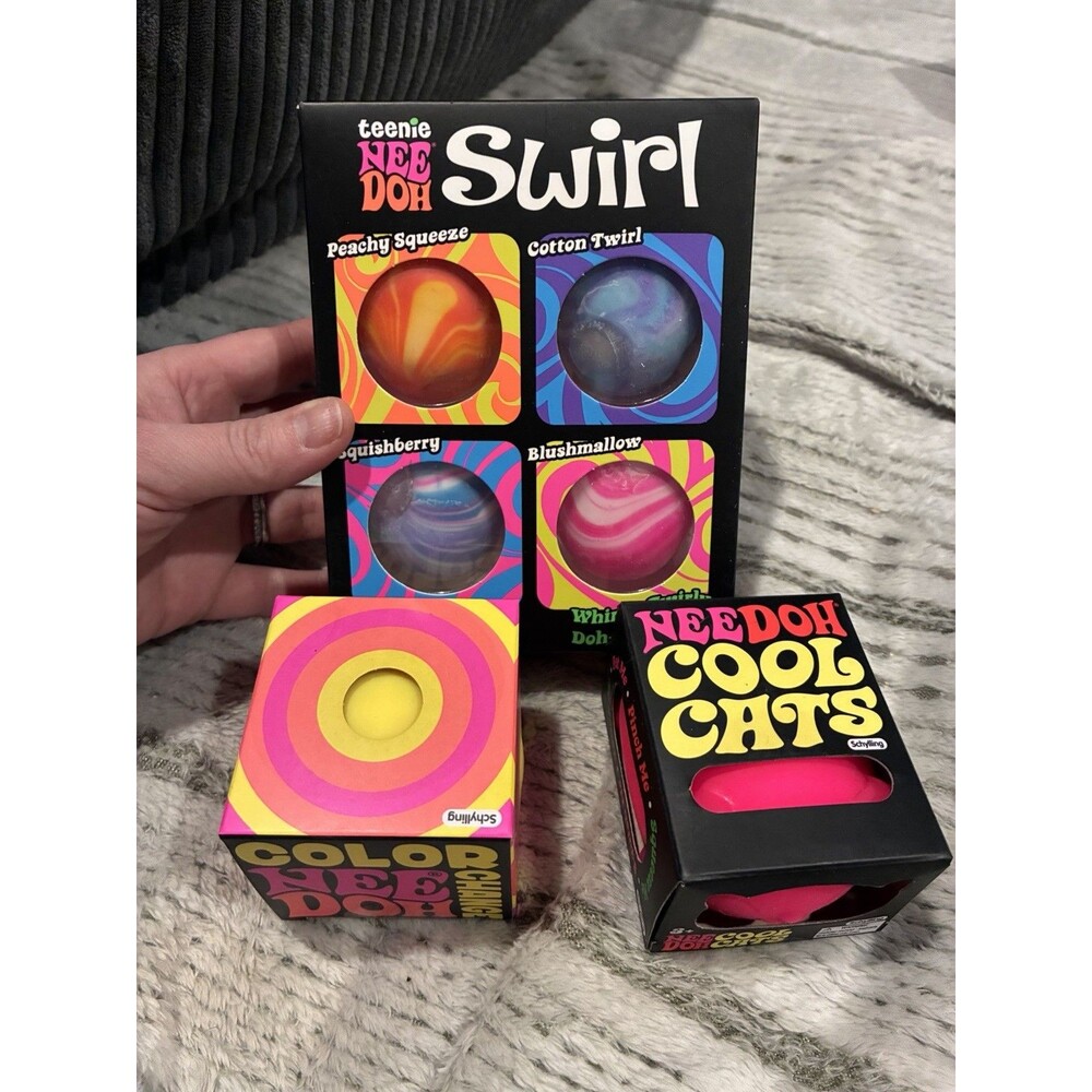 Nee Doh Bundle Multi Pack: Color Change Cool Cat Swirl See Pics For Colors NEW